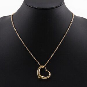 TIFFANY&Co. Open heart Necklace Elsa Peretti K18 yellow gold 14.6g Women